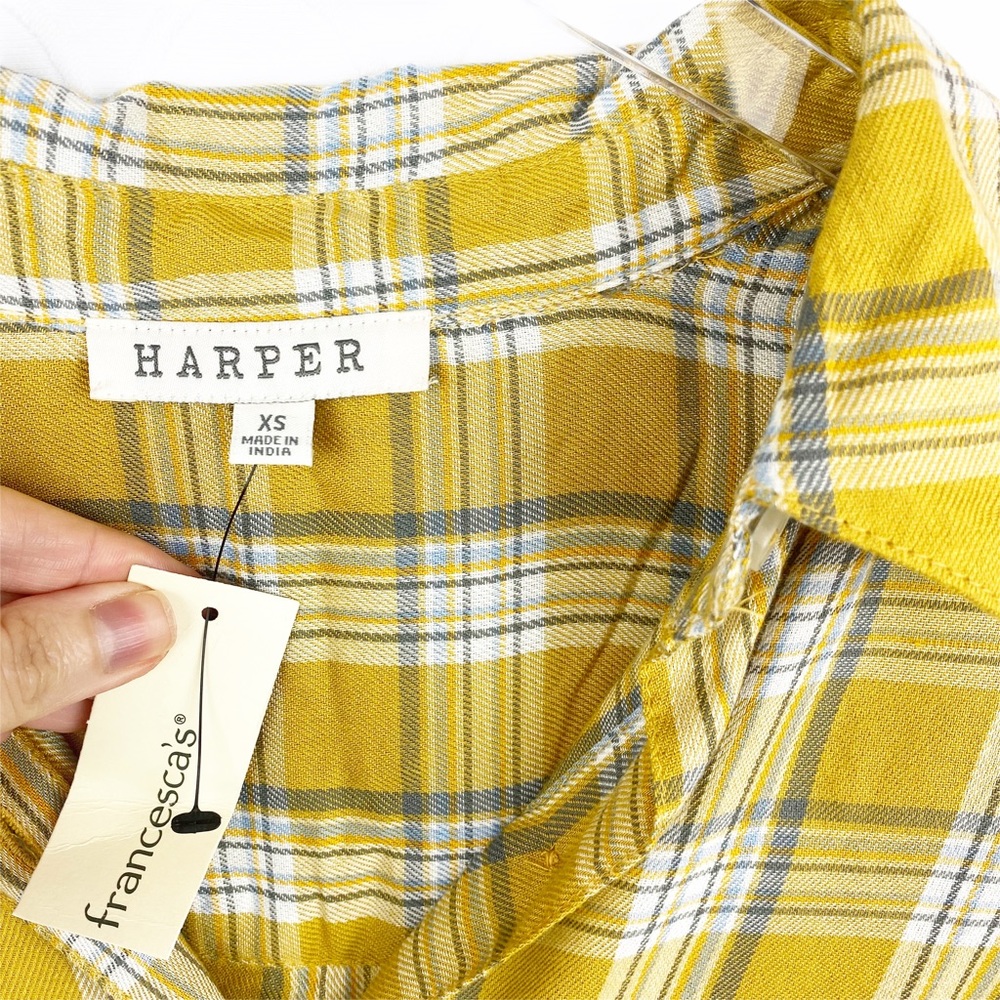 NWT HARPER Gold Button Down Hi Lo XS - Picture 4 of 5
